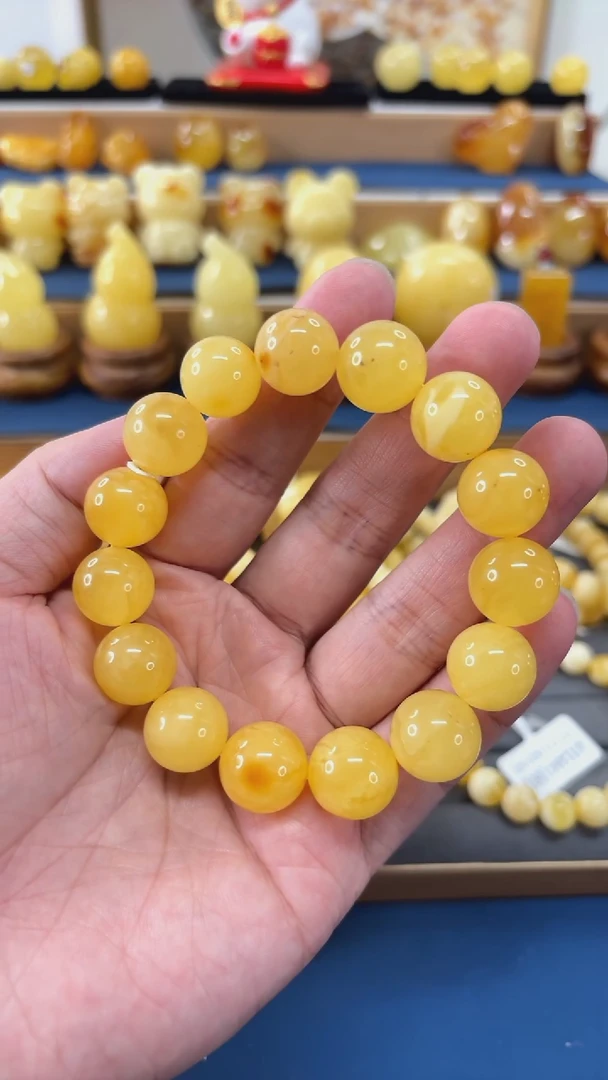 手串蜜蜡未镶嵌p4特价焦皮料蜜蜡单圈 26.32克 14+mm