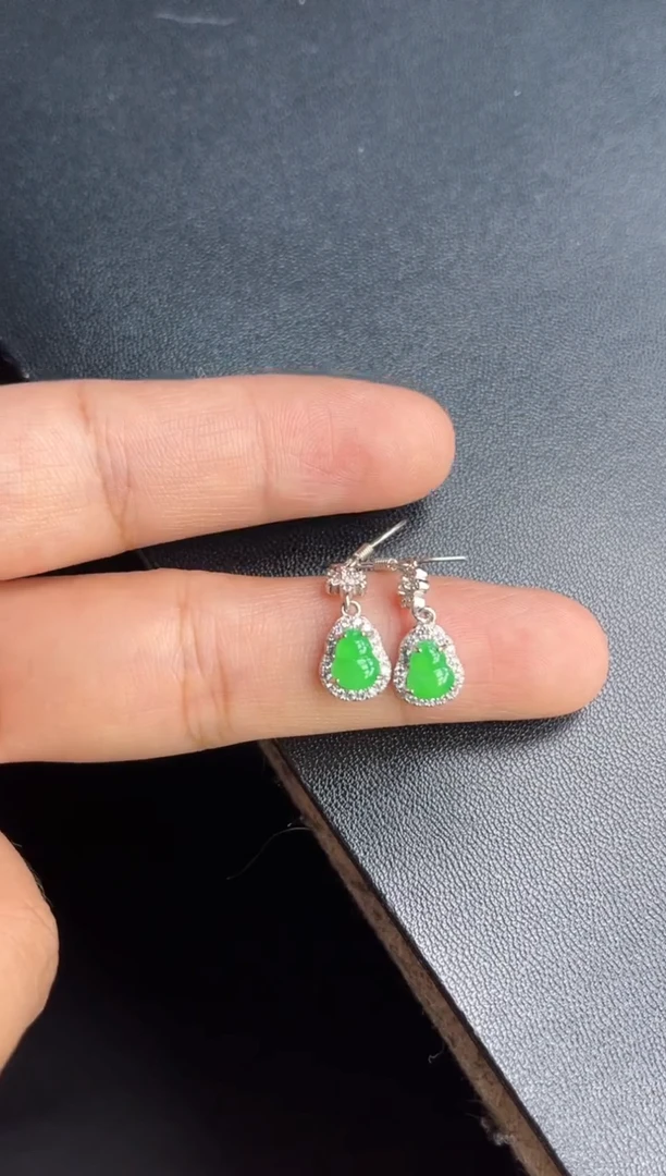 翡翠银S925镶嵌耳饰多人