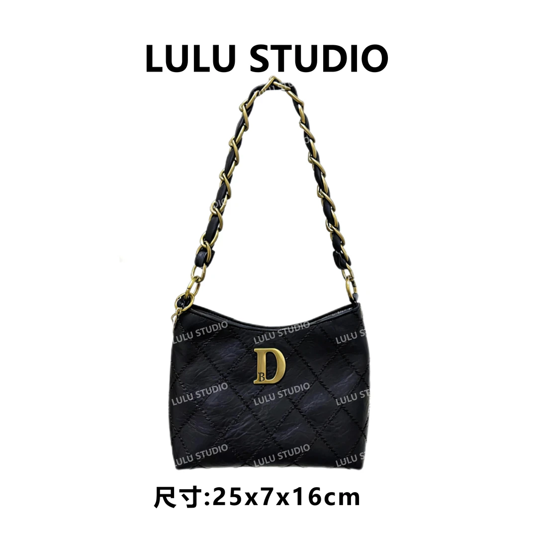 【RAIN.CUN】SD-50217-复古黑RAIN.CUN休闲时尚百搭腋下女包