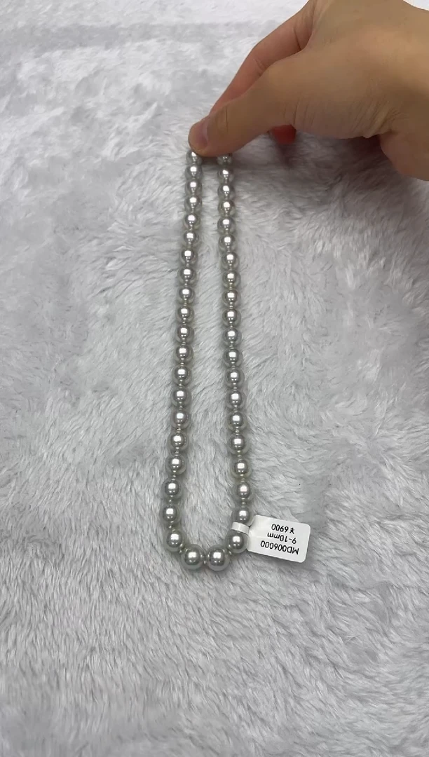 海水珍珠银S925镶嵌项链AK真多麻9-10mm（多样性发一）