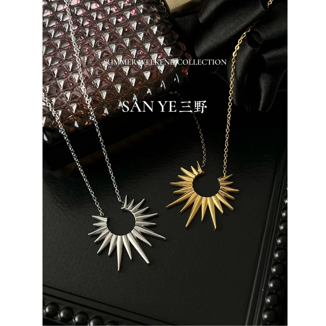 钛钢项链 【Sanye/三野】百搭显气质精抛鎏金轻奢简约小众太阳项链