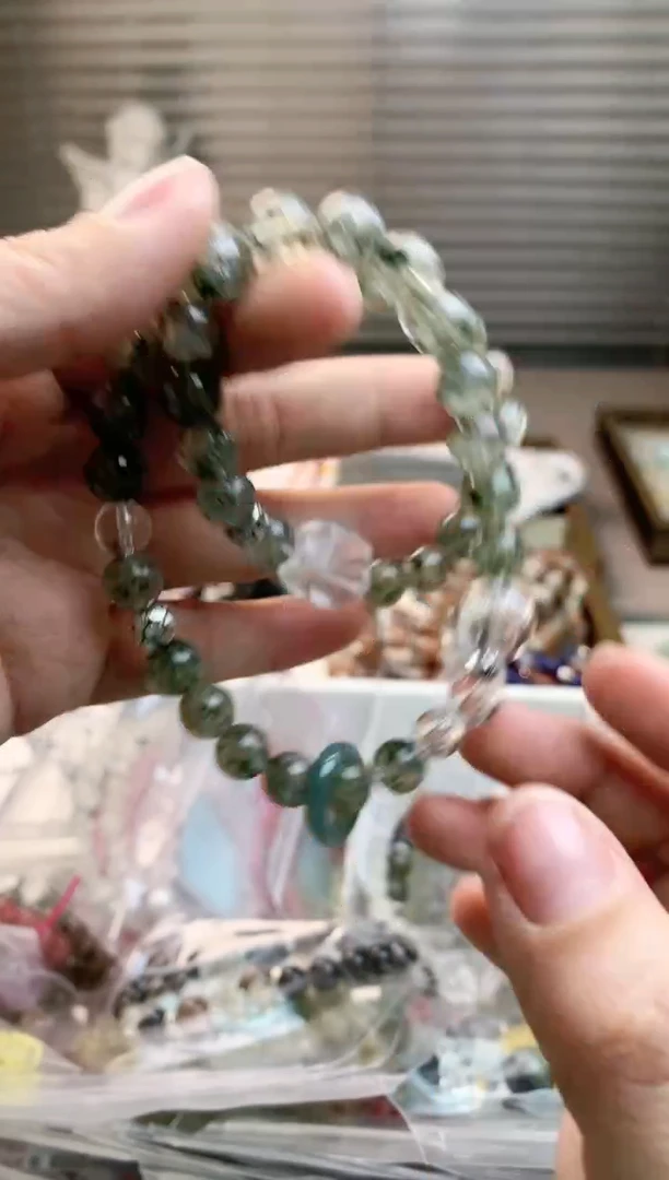 【闪购商品】水晶珠宝半成品未镶嵌绿发云母双圈