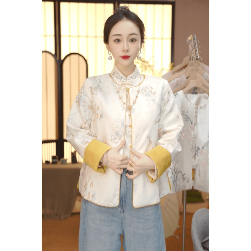 【灵韵】秋季新款新中式国风双面穿外套提花重工奢华刺绣上衣