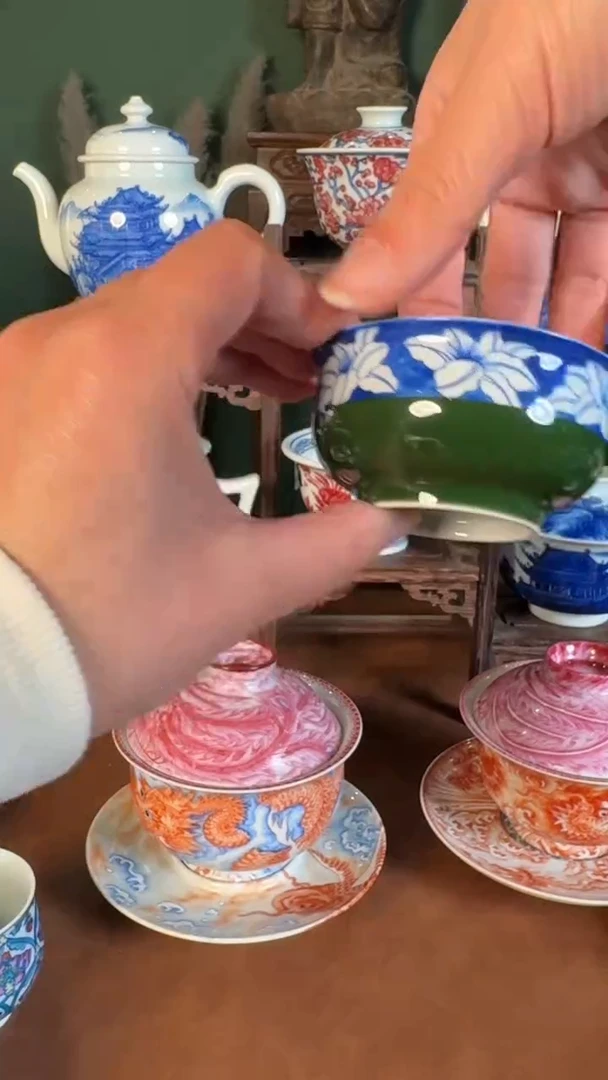 盖碗陶景德镇手工手绘柴窑茶具U160