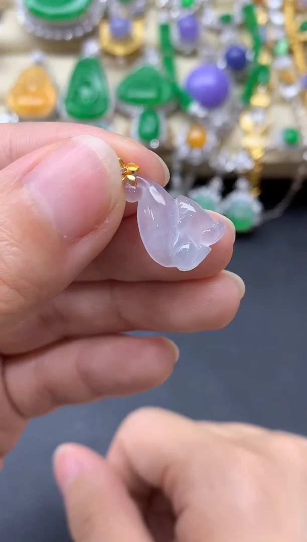 翡翠18K金镶嵌颈饰35-中国好珍宝