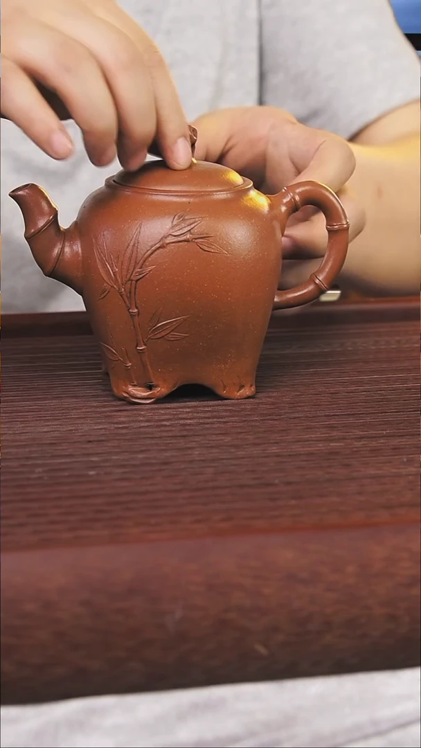 茶壶紫砂260cc红降坡顾氏手工紫砂