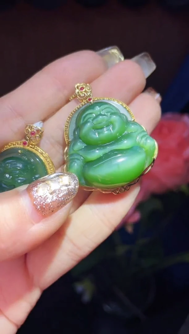 【闪购商品】和田玉吊坠18K金镶嵌35MM 多样性发一Z
