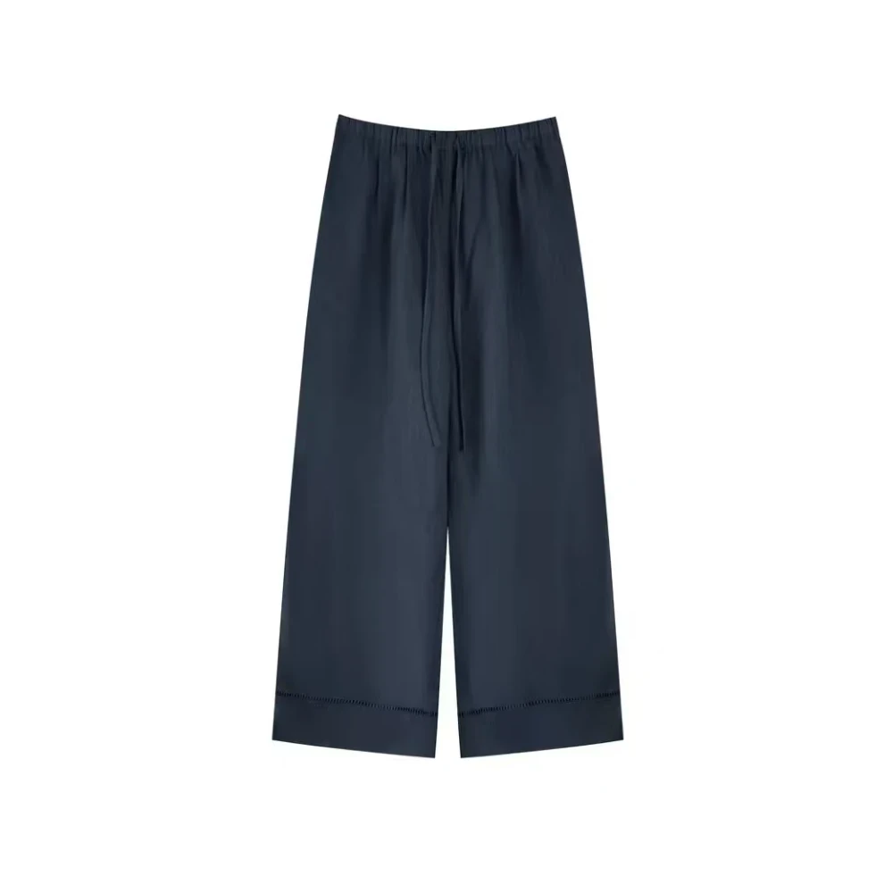 【现货+运费险】夏季宽松松紧腰莱赛尔肌理麻感休闲九分阔腿裤9999#