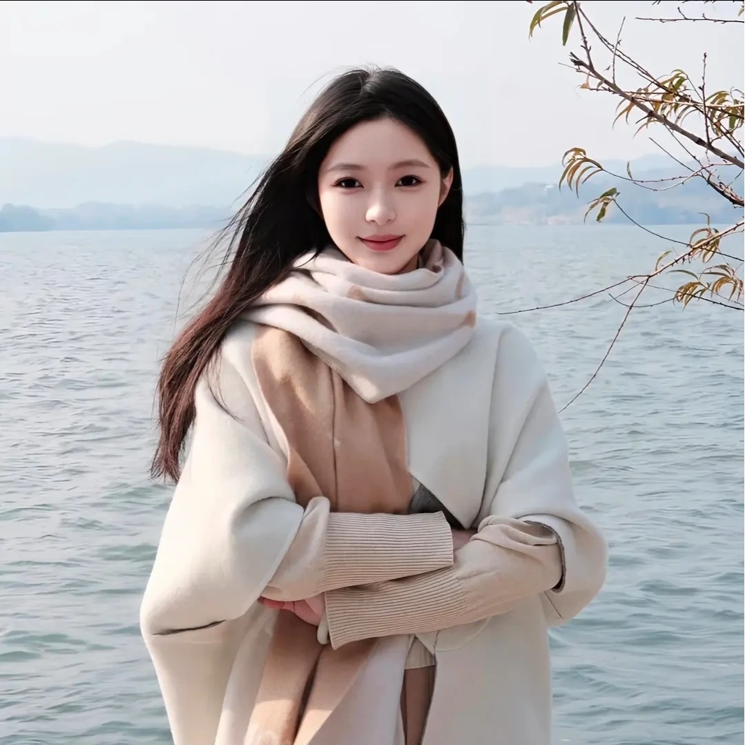 秋冬保暖百搭气质羊绒羊毛围巾双面外搭长款加厚