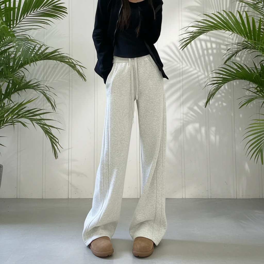 休闲阔腿加绒裤秋冬常规裤一毛毛一样样