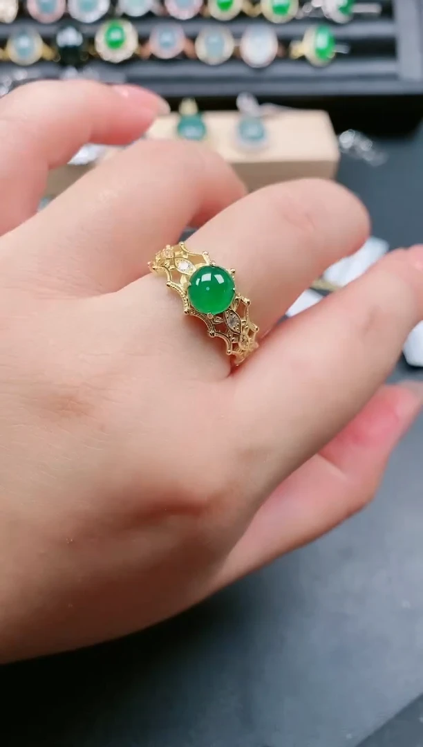 翡翠戒指银S925镶嵌111111