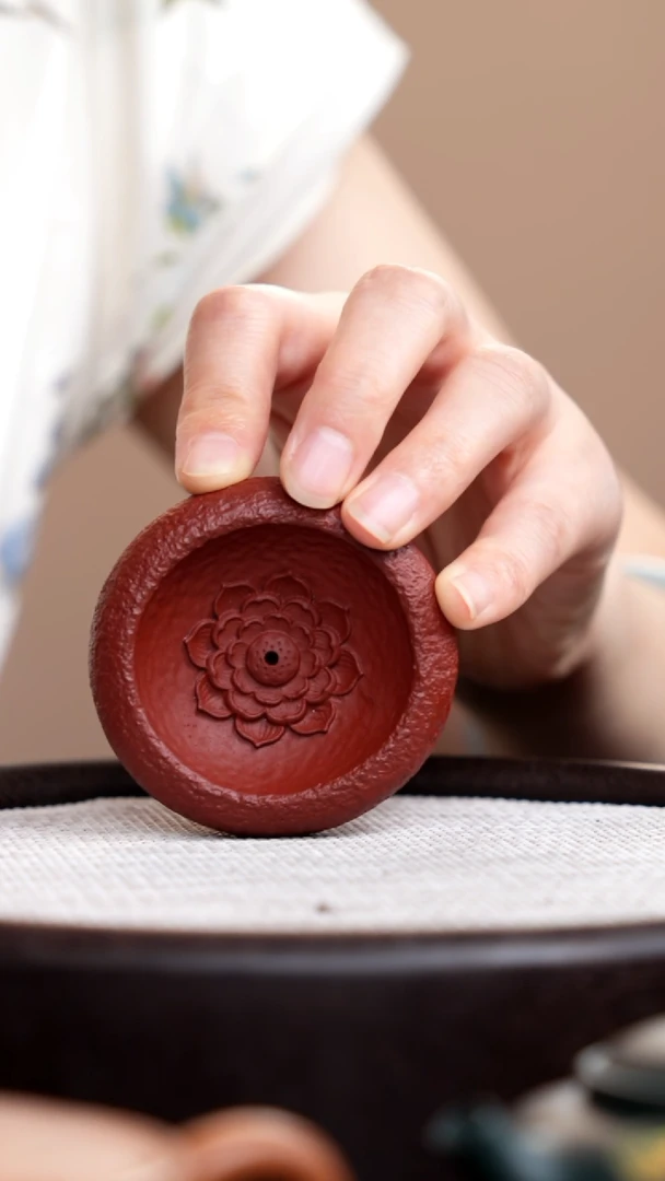 茶壶紫砂朱泥莲花香插