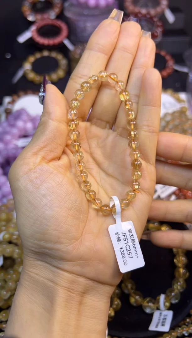 未镶嵌手串水晶金发晶6mm+