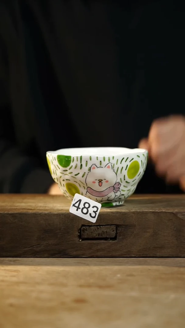 瓷片开播福利！！不顾一切之落单福利！！手绘卡通饭碗-小猫咪