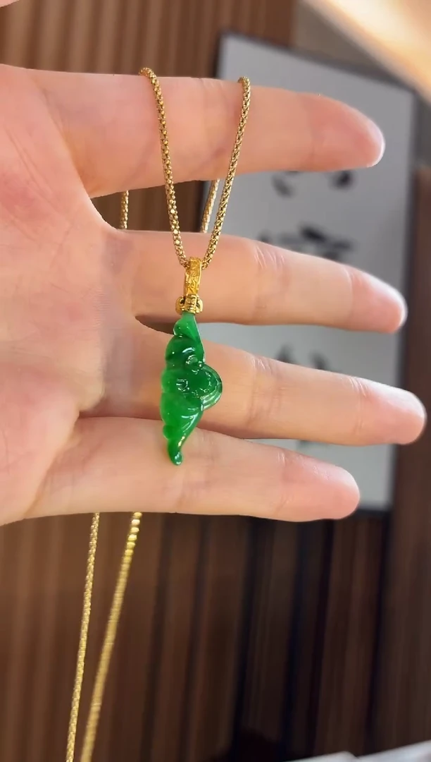 吊坠(不含链)18K金镶嵌翡翠吊坠