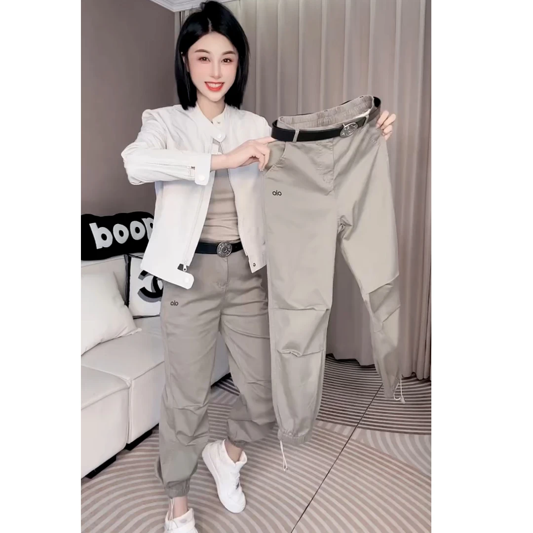 夏季工装哈伦裤时尚女装水洗牛仔裤设计师高腰宽松百搭气质休闲裤