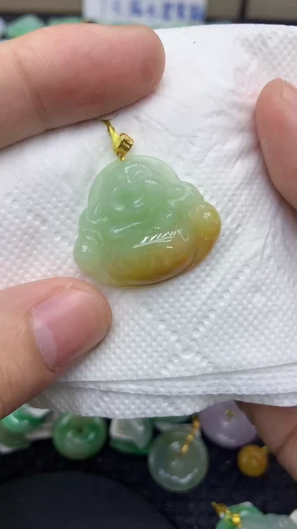 颈饰18K金镶嵌翡翠天然缅甸A货翡翠