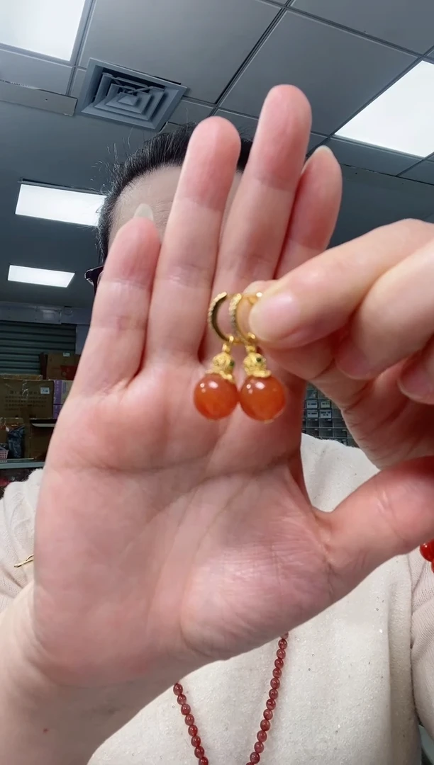 【闪购商品】南红玛瑙耳饰银S925镶嵌K2454