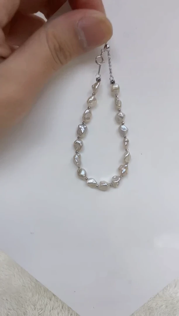 银S925镶嵌淡水珍珠手链