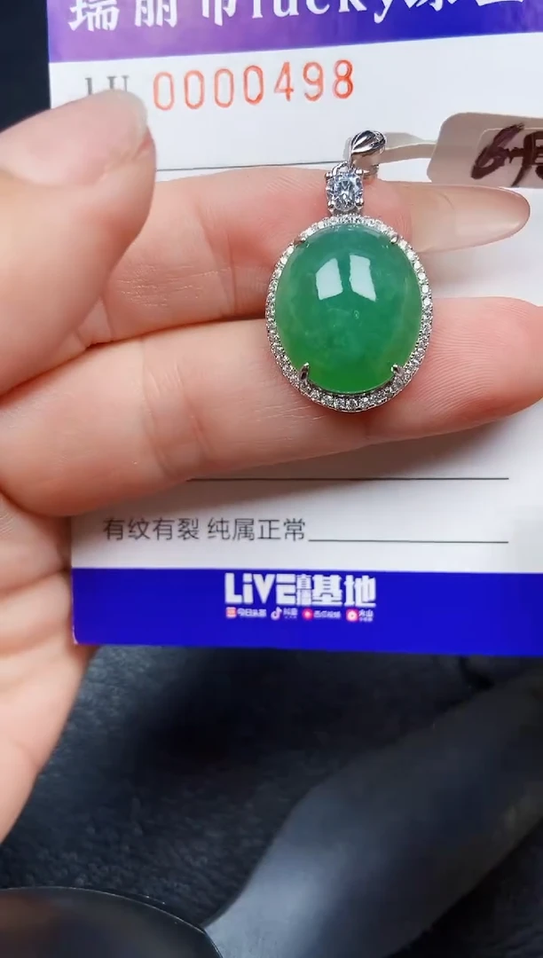 翡翠银S925镶嵌颈饰0498