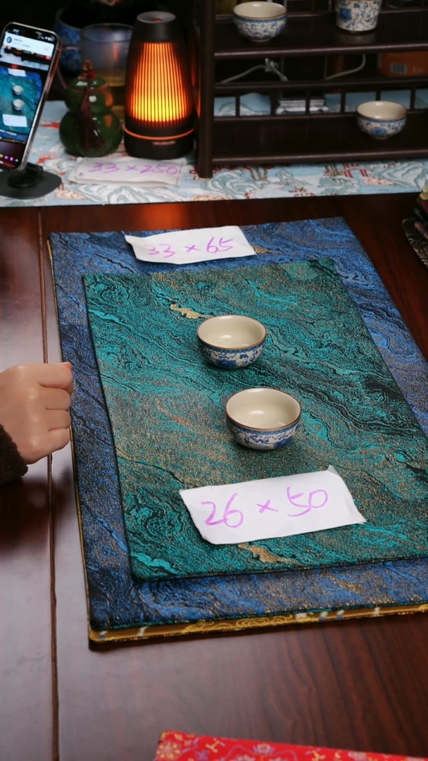 【鎏金蓝绿双面】中国风干泡织锦茶席26*50
