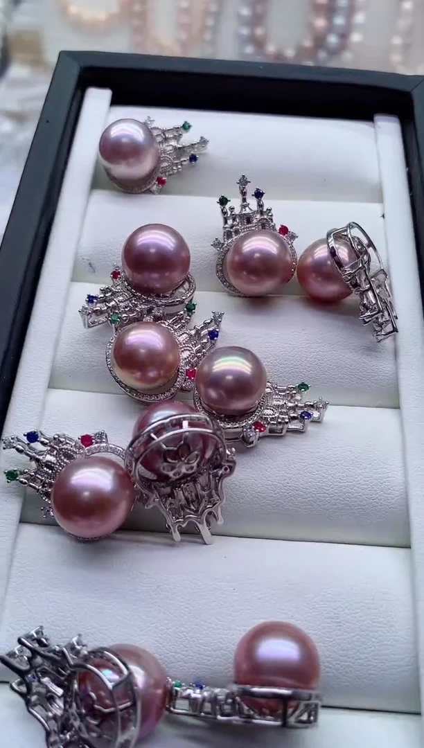 淡水珍珠银S925镶嵌吊坠(不含链)多样性发其一，非无暇