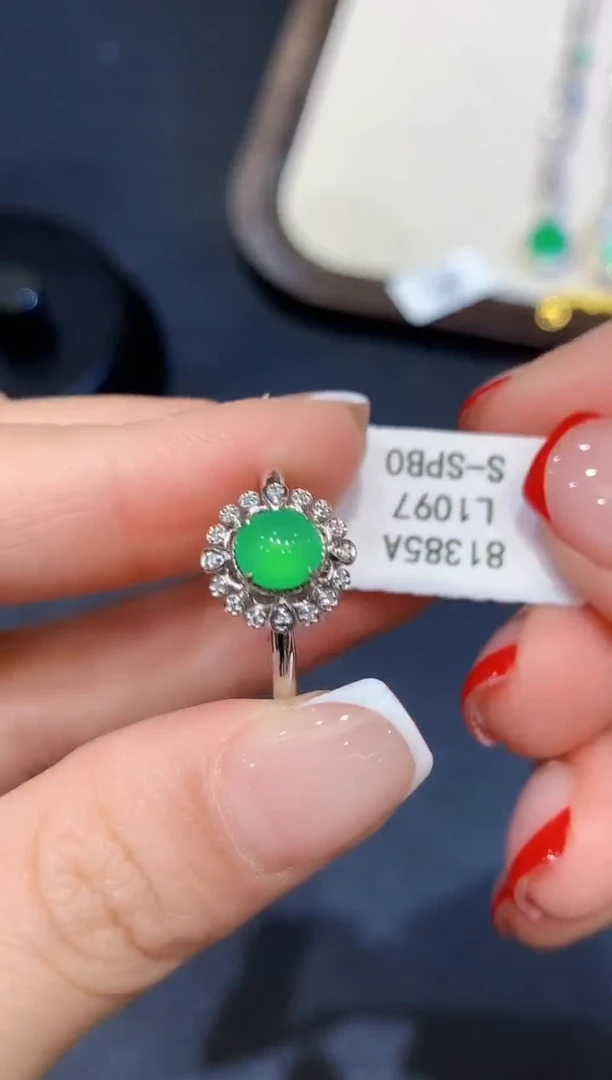 翡翠戒指18K金镶嵌L1097多样性发其一