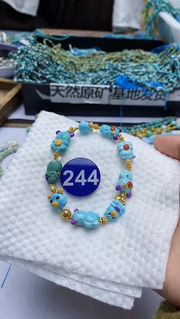 绿松石银S925镶嵌手链244