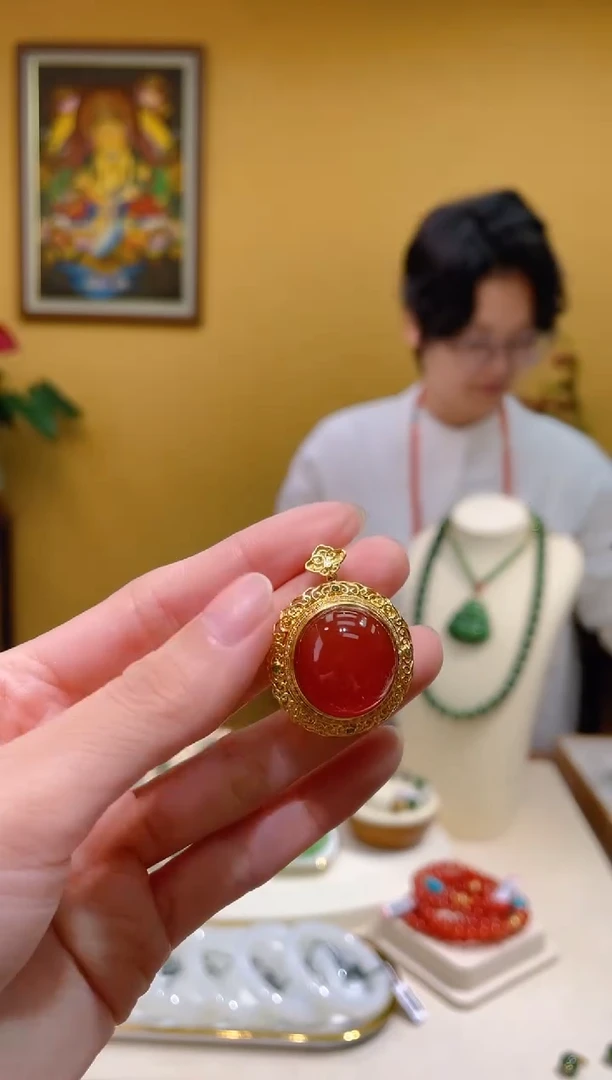 颈饰18K金镶嵌南红玛瑙@@DF51016016
