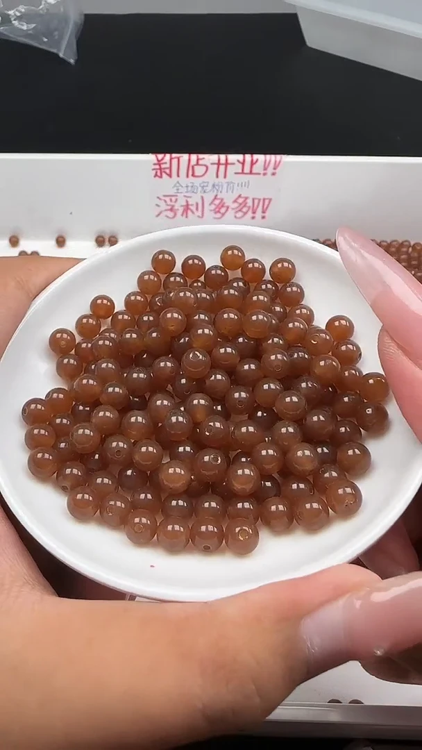 未镶嵌和田玉珠宝半成品糖玉N205卡6MM散珠30颗（赠弹力线）