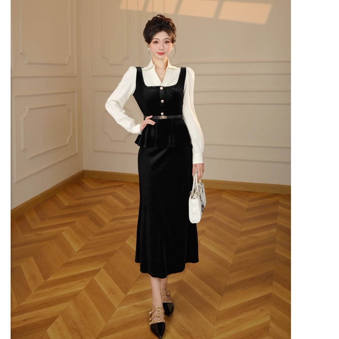 【张小小专属】【两件套】【无拉链】【送腰带】气质春秋新款两件套D3761