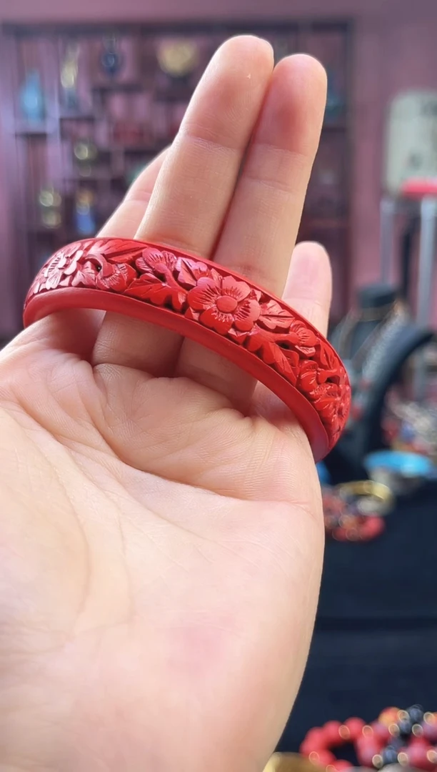 非遗 雕漆铜手镯 62 花卉