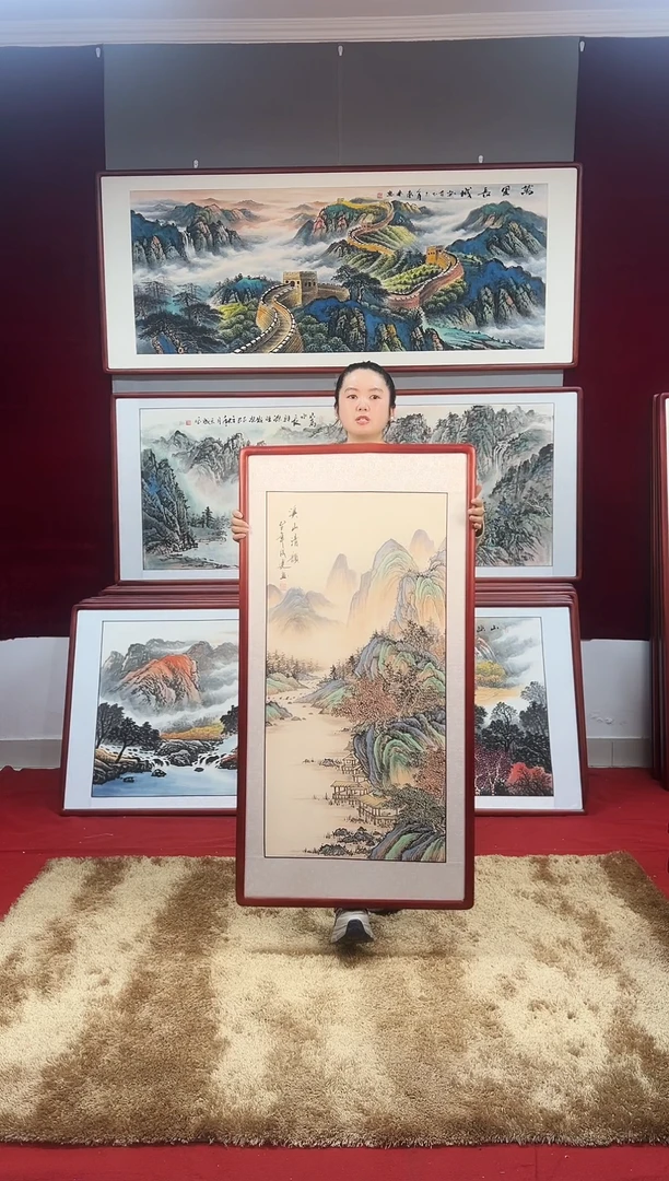 国画手绘山水123*63尺寸