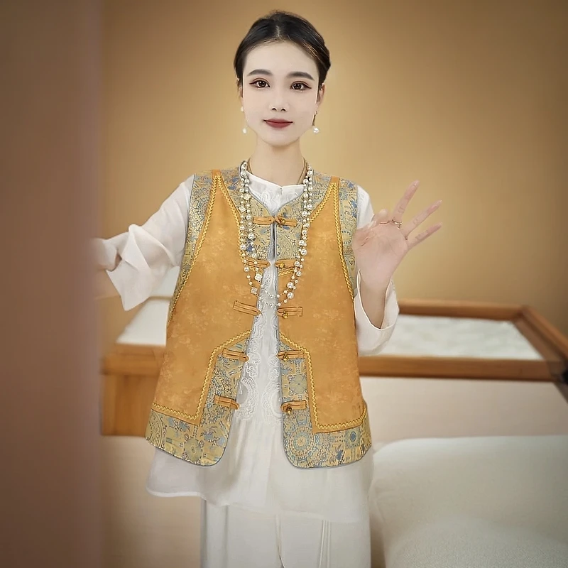 【唐韵】新中式春款气质重工刺绣国风宽松显瘦马甲