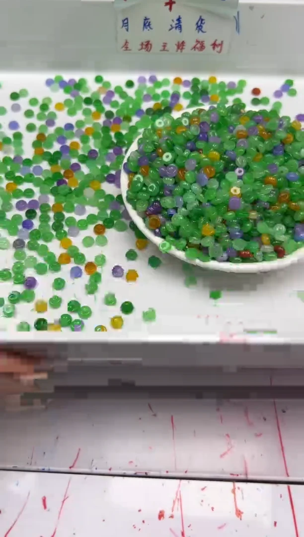 翡翠未镶嵌颈饰w1822翡翠三彩算盘6*3mm*30颗