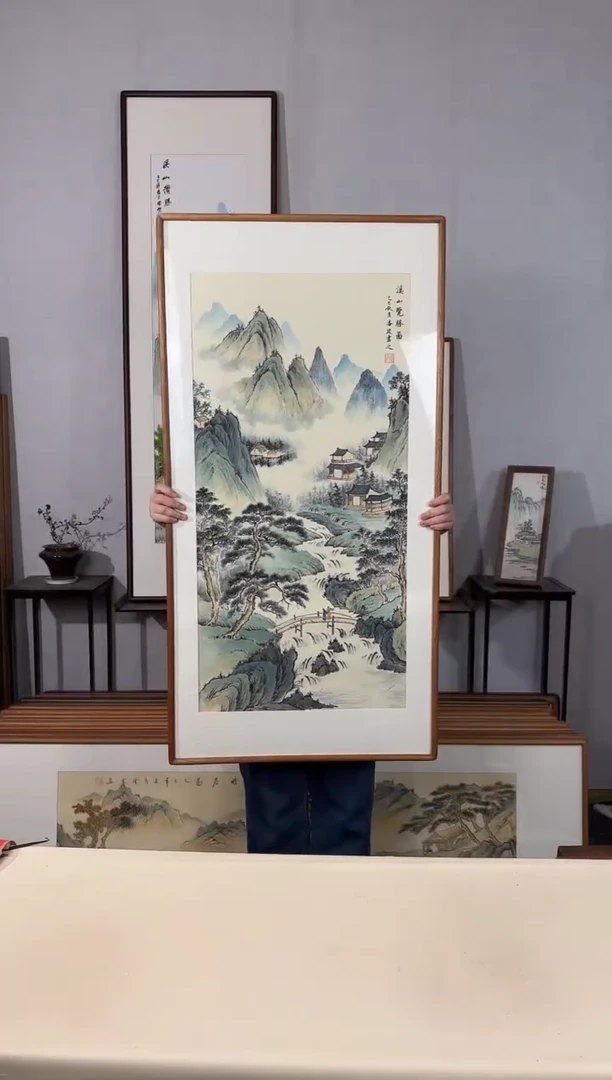 国画手绘*溪山揽胜*62*122cm带框发货