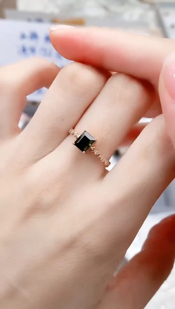 18K金镶嵌戒指碧玺-专柜-14#