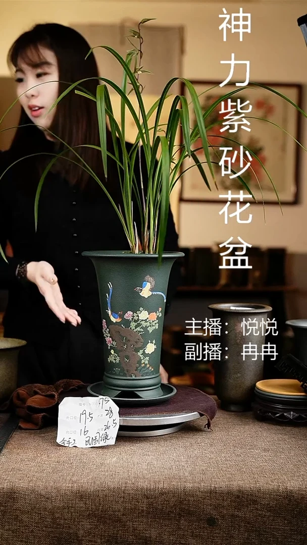 紫砂花盆花卉工艺575+z果绿