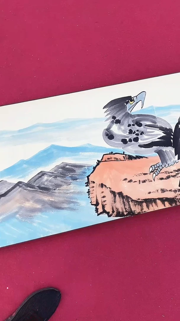 国画释天宇松鹰图长卷