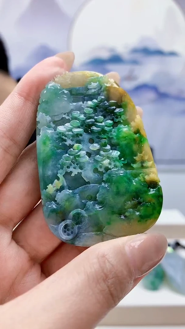 未镶嵌定制翡翠4868MM-毛货挂件84