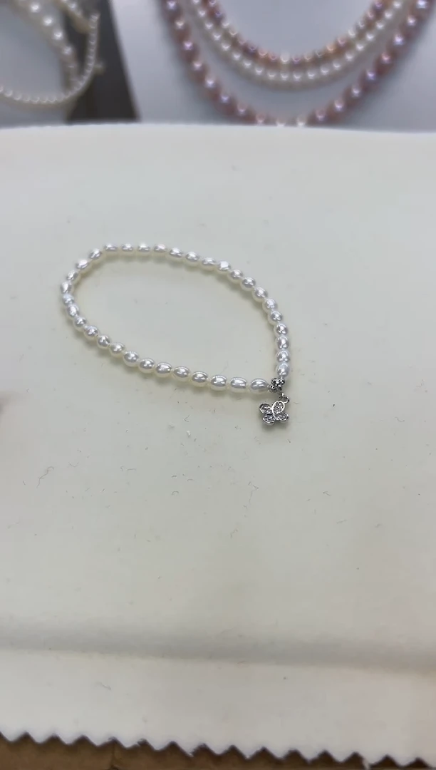 【闪购商品】淡水珍珠手绳银S925镶嵌米珠手链