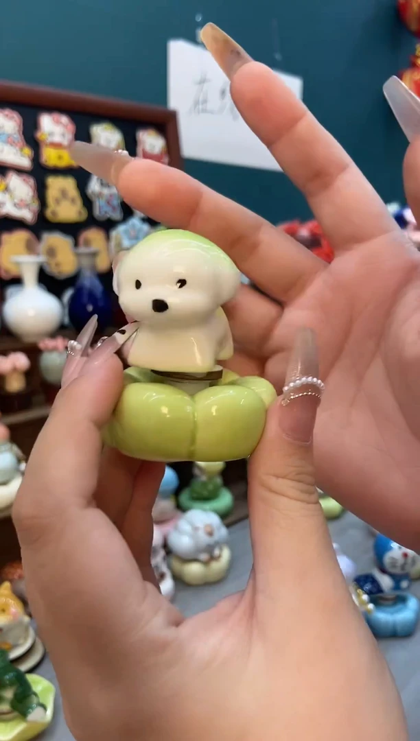 摆件陶菜狗景德镇陶瓷转转摆件1个装