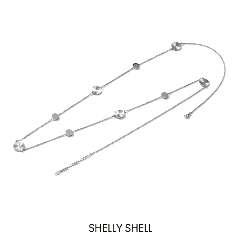 Shelly Shell 钛钢项链 中古圆扣项链 时尚百搭小众长款