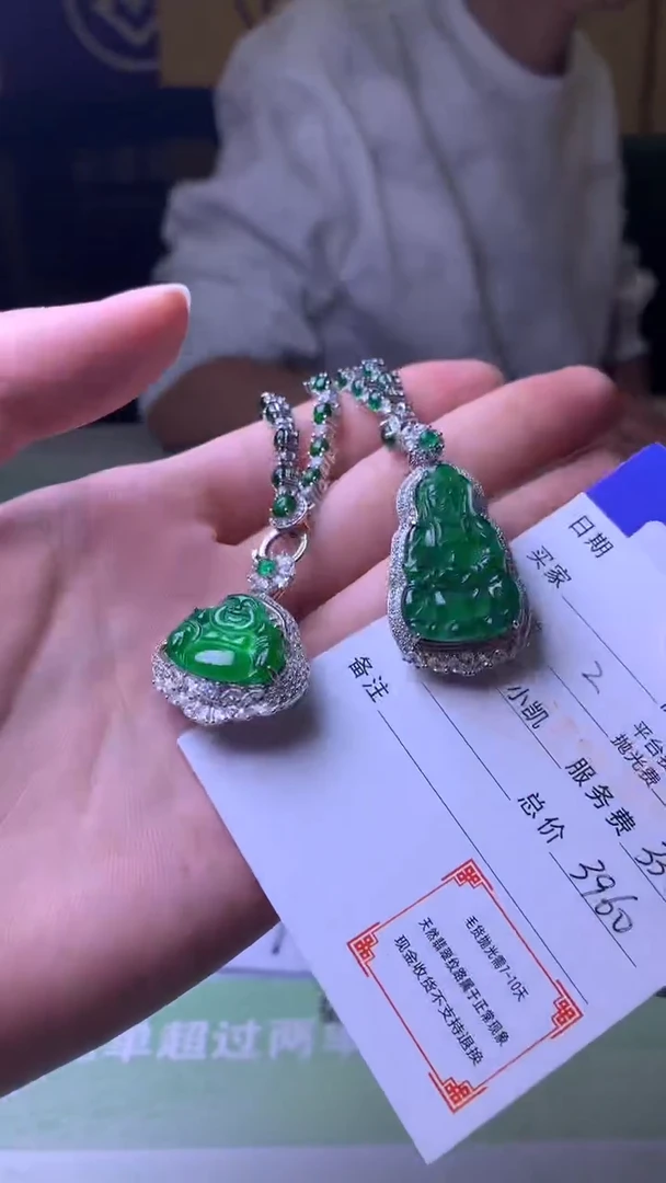 颈饰合金翡翠歪****头净货-