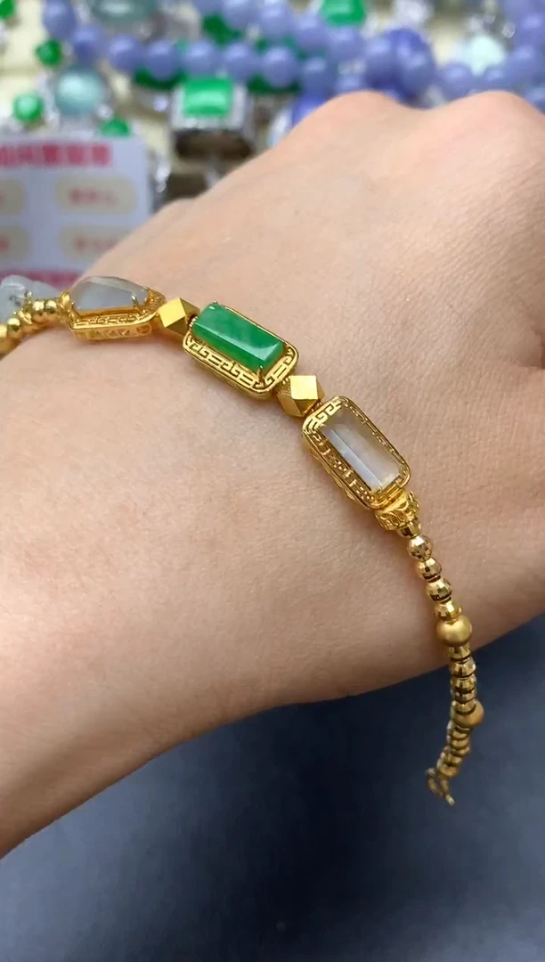 18K金镶嵌手链翡翠302-中国好珍宝