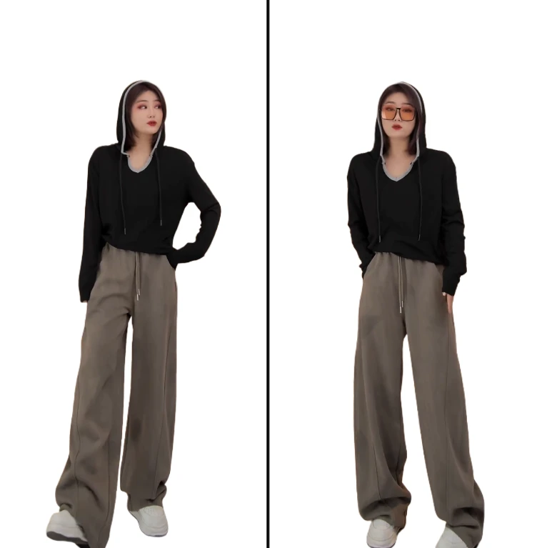 小韩日记【扎染小曲】高腰休闲阔腿时尚百搭垂感设计师扎染卫裤8150