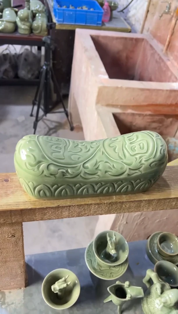 耀州窑双福元宝枕