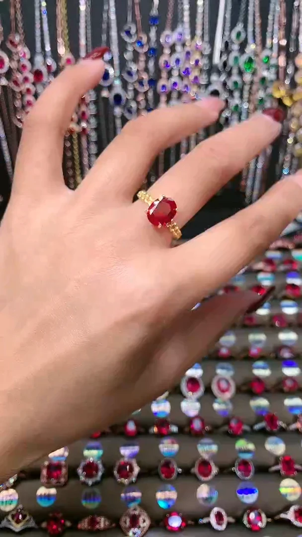 【闪购商品】红宝石戒指银S925镶嵌8.10金