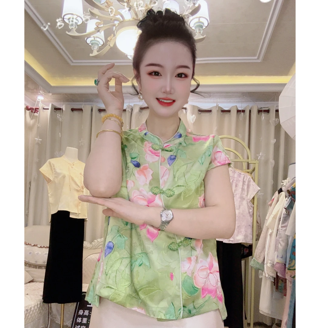 新中式上衣女时尚显瘦短袖夏季新款气质网红女士复古中国风