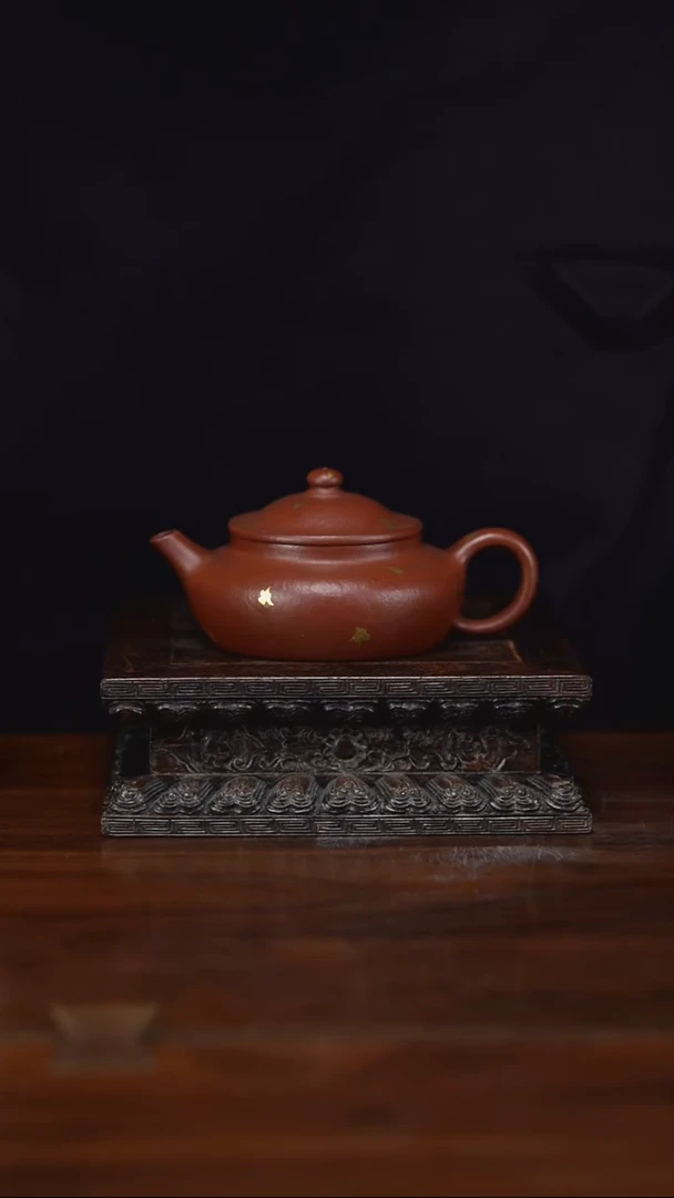 茶壶紫砂天笠 错金版 朱泥 110cc